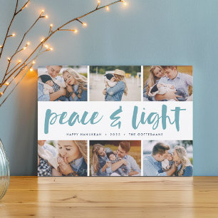Peace & Light Hanukkah Photo Collage Holiday Card