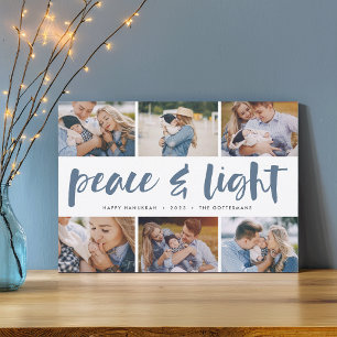 Peace & Light Hanukkah Photo Collage Holiday Card