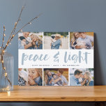 Peace & Light | Hanukkah Photo Collage Holiday Card<br><div class="desc">Share six favourite photos with our bright and festive Hanukkah holiday card. "Peace and Light" appears in the centre in hand lettered brush typography,  with your holiday greeting,  names,  and the year beneath.</div>