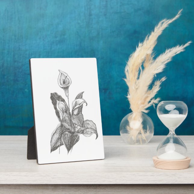 Peace Lily Fine Art Drawing Plaque (Side)