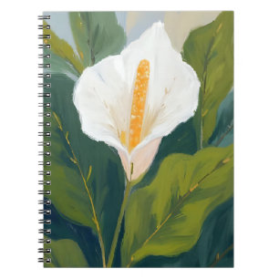 Peace Lily Flower Watercolor Painting Notebook