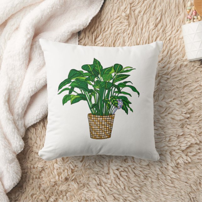 Peace Lily Hand drawn Plant Cushion (Blanket)