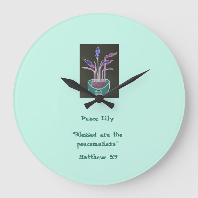 Peace Lily Large Clock (Front)