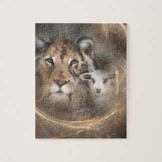 Peace "lion lamb" religious christion gifts Jesus Jigsaw Puzzle
