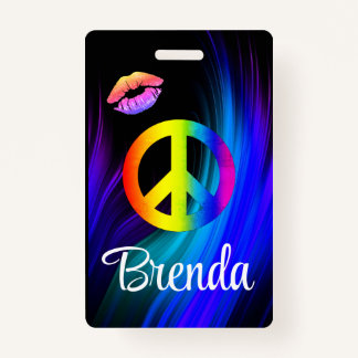Peace lips tag ID badge