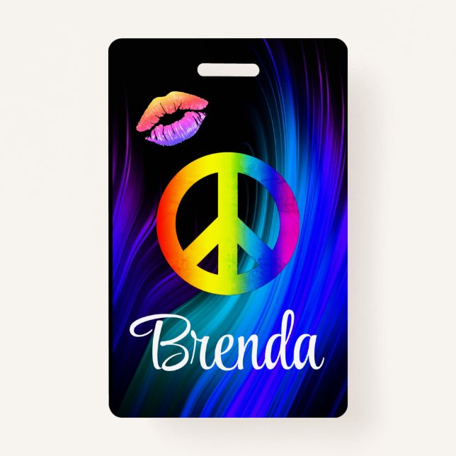 Peace lips tag ID badge (Front)