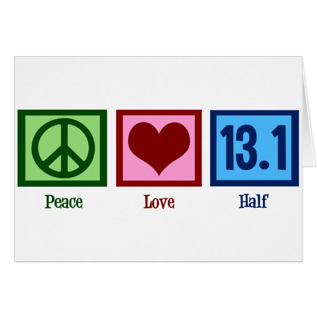 Peace Love 13.1 Half Marathon Runner Card (Front Horizontal)