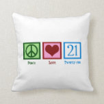 Peace Love 21 Cushion<br><div class="desc">21st birthday gift. I love being twenty-one.</div>