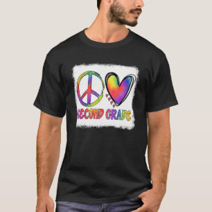 Peace Love 2nd Grade Tie Dye Teacher Student Back  T-Shirt
