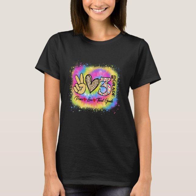 Peace Love 3rd Grade Girls Teacher Back To School  T-Shirt (Front)