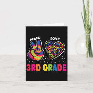 Peace Love 3rd Grade Leopard Tie Dye Back To Schoo Card