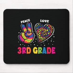 Peace Love 3rd Grade Leopard Tie Dye Back To Schoo Mouse Mat