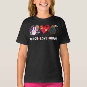 Peace Love 4th Grade Squad Back to School Fourth  T-Shirt