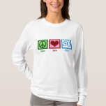 Peace Love 50th Birthday Cute Party T-Shirt<br><div class="desc">Cute fiftieth birthday t-shirt for a woman turning fifty. A pretty over the hill gift.</div>