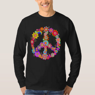 Peace Love 60 S 70 S Hippie Costume Colourful Flo T-Shirt