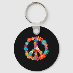 Peace Love   60's 70's Hippie Costume Colorful Flo Key Ring