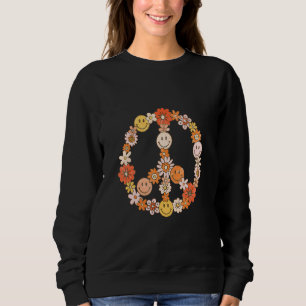 Peace Love 60's 70's Hippie Costume Colorful Flowe Sweatshirt