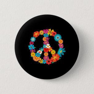 Peace Love 60's 70's Hippie Costume Colourful Fl 6 Cm Round Badge