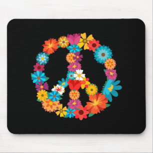 Peace Love 60's 70's Hippie Costume Colourful Fl Mouse Mat