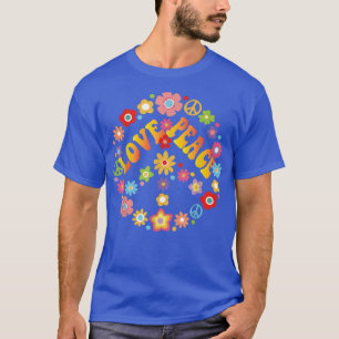 PEACE LOVE 60s 70s Tie Dye Hippie Halloween Costu T-Shirt