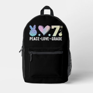 Peace Love 7th Grade Back To School Funny Printed Backpack