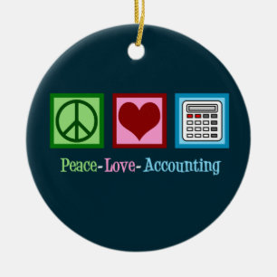 Peace Love Accounting Ceramic Tree Decoration