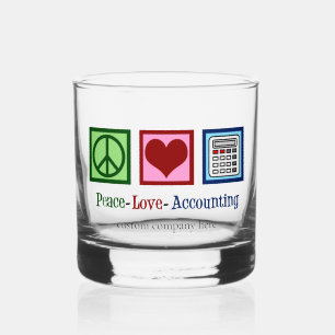 Peace Love Accounting Custom Accountant Company Whiskey Glass