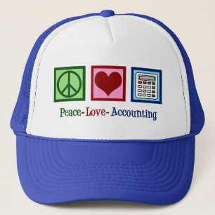 Peace Love Accounting Cute Accountant Trucker Hat