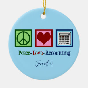 Peace Love Accounting Cute Custom Accountant Ceramic Tree Decoration