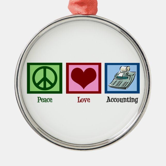 Peace Love Accounting Metal Tree Decoration (Front)