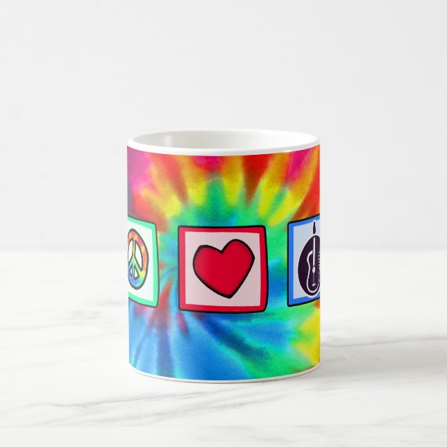 Peace, Love,  Acoustic Guitars Coffee Mug (Center)
