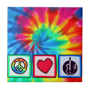 Peace, Love,  Acoustic Guitars Tile