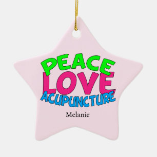 Peace Love Acupuncture Ceramic Tree Decoration