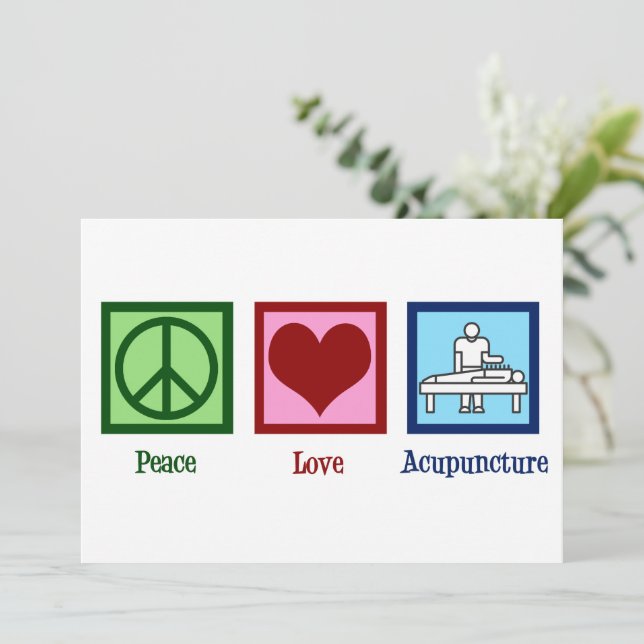 Peace Love Acupuncture Cute Christmas Holiday Card (Standing Front)