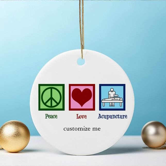 Peace Love Acupuncture Cute Custom Christmas Ceramic Tree Decoration (Creator Uploaded)
