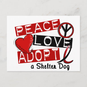 PEACE LOVE ADOPT A Shelter Dog Postcard