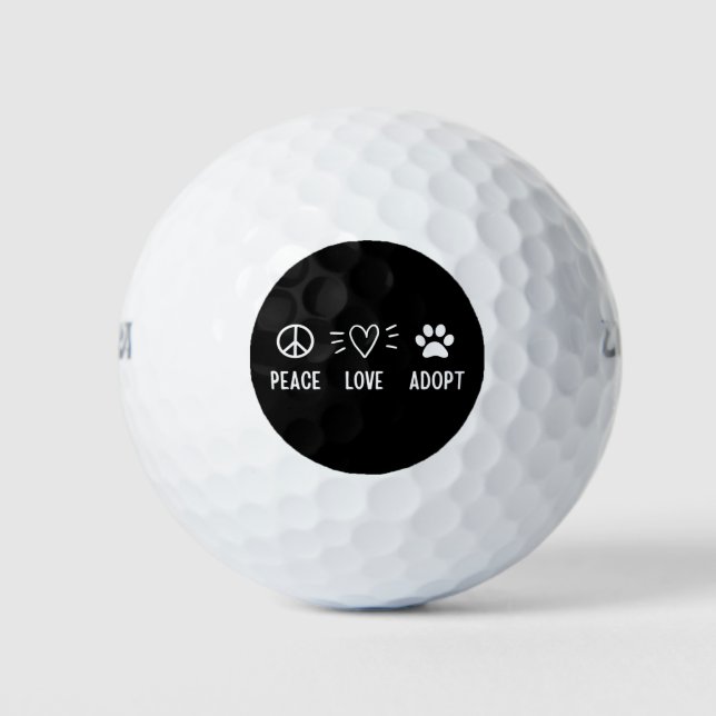 Peace Love Adopt Golf Balls (Front)