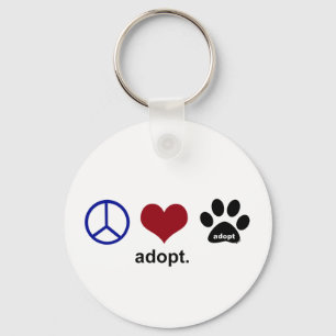 Peace, Love, Adopt Key Ring