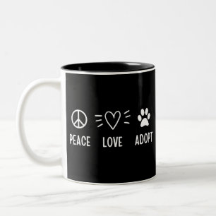 Peace Love Adopt Two-Tone Coffee Mug