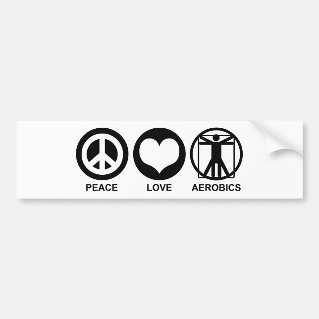 Peace Love Aerobics Bumper Sticker (Front)