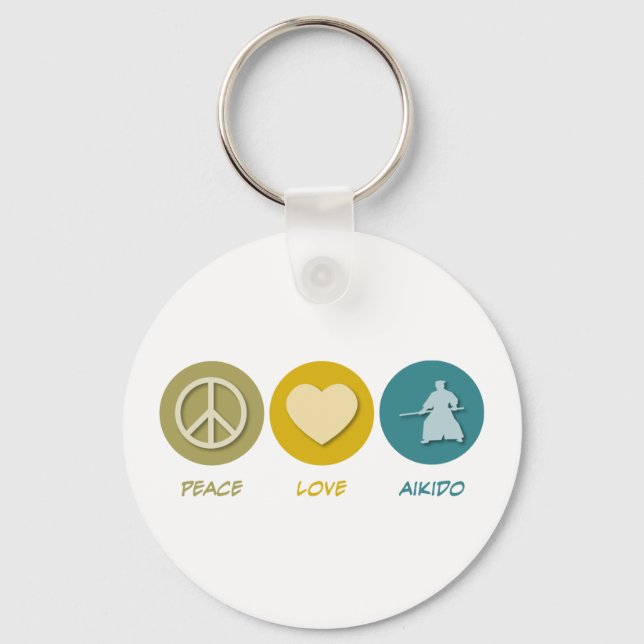 Peace Love Aikido Key Ring (Front)