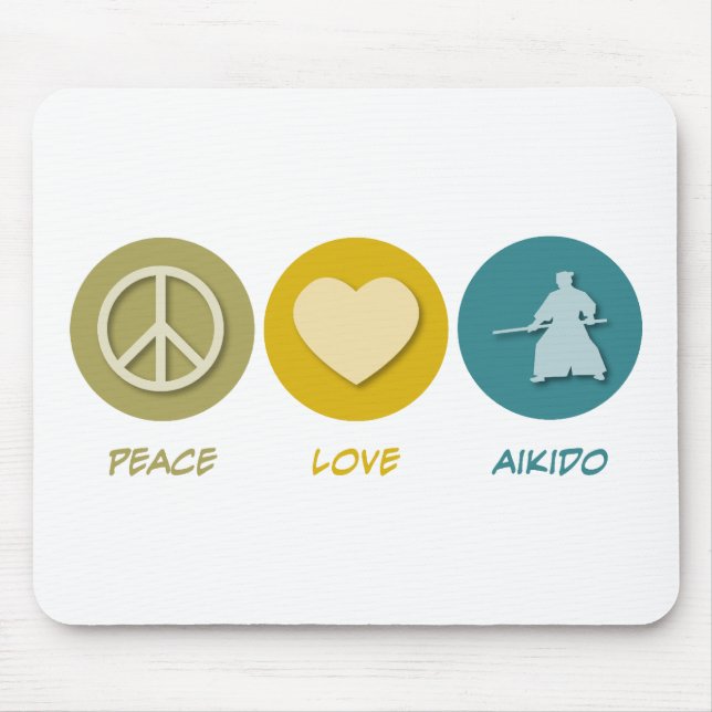 Peace Love Aikido Mouse Mat (Front)