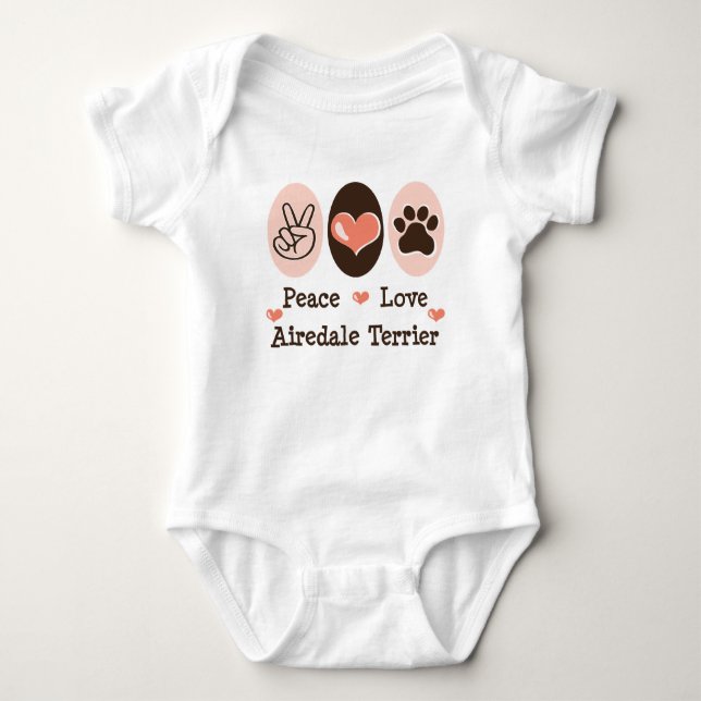 Peace Love Airedale Terrier Infant Creeper (Front)