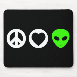 Peace Love Alien Mouse Mat