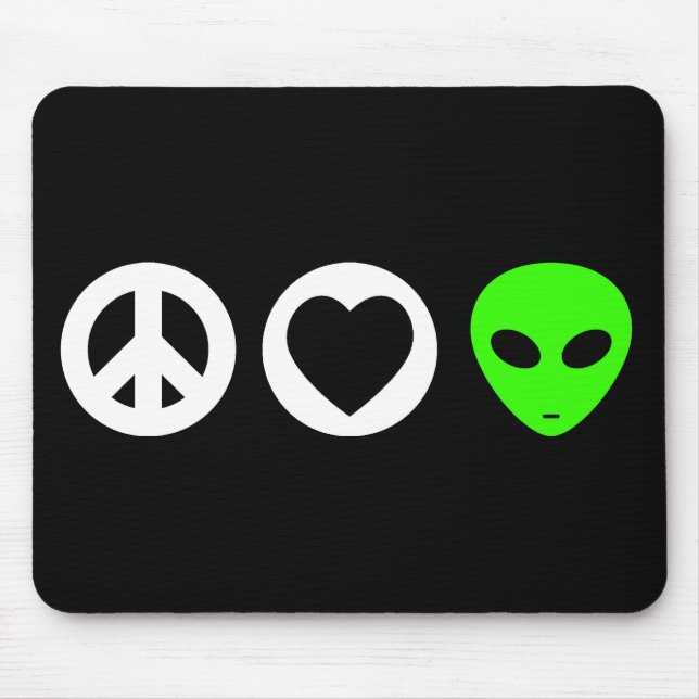 Peace Love Alien Mouse Mat (Front)