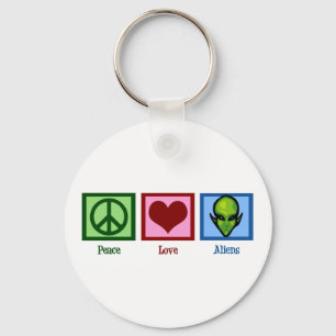 Peace Love Aliens Key Ring