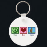 Peace Love Alpaca Key Ring<br><div class="desc">I love cute alpacas. A pretty alpaca next to a peace sign and a heart.</div>