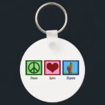 Peace Love Alpaca Key Ring<br><div class="desc">I love cute alpacas. A pretty alpaca next to a peace sign and a heart.</div>