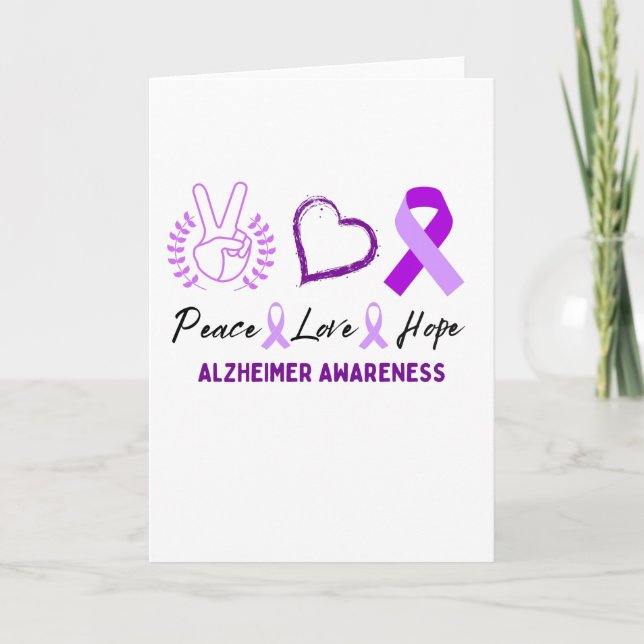Peace Love Alzheimer Awareness Card (Front)