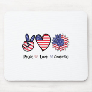 Peace Love America 4th July Patriotic Sunflower He Mouse Mat